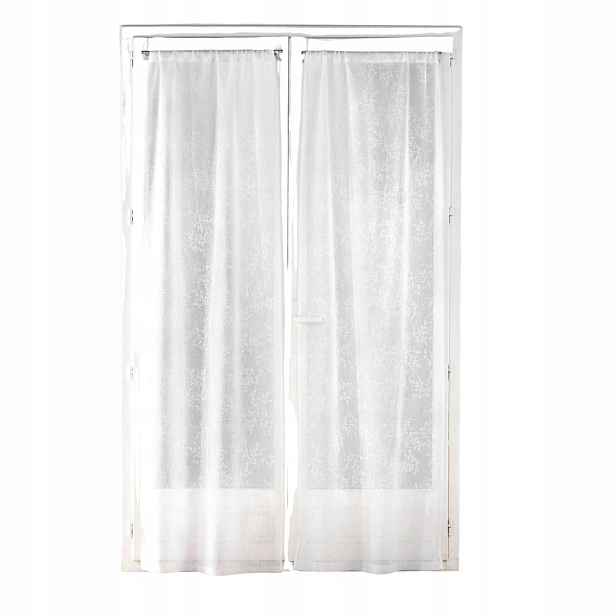 Bílé Záclony Se Vzorem Listů, Elegantní, Trvanlivé, Karla 70X240 CM, Sada 2 Ks