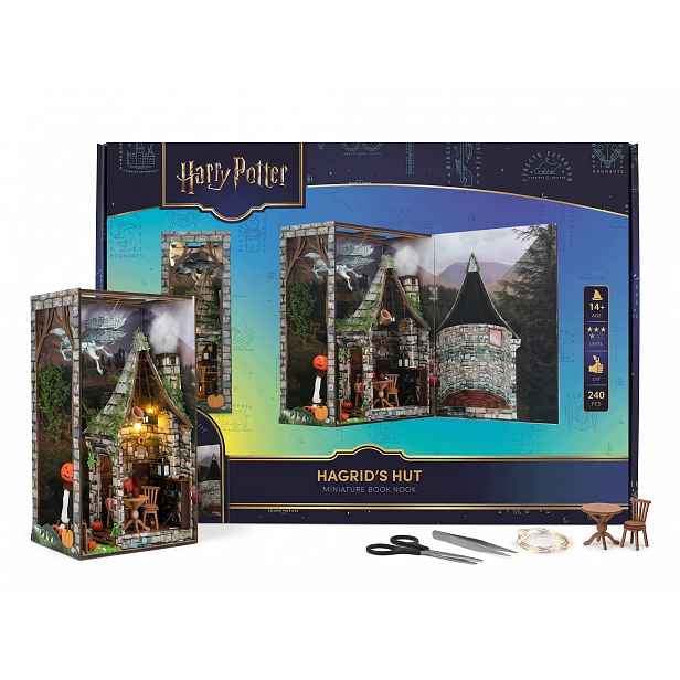 Harry Potter Book Nook Hagrid's Hut Miniatura 3D Diy Led 240 ks na Dárek