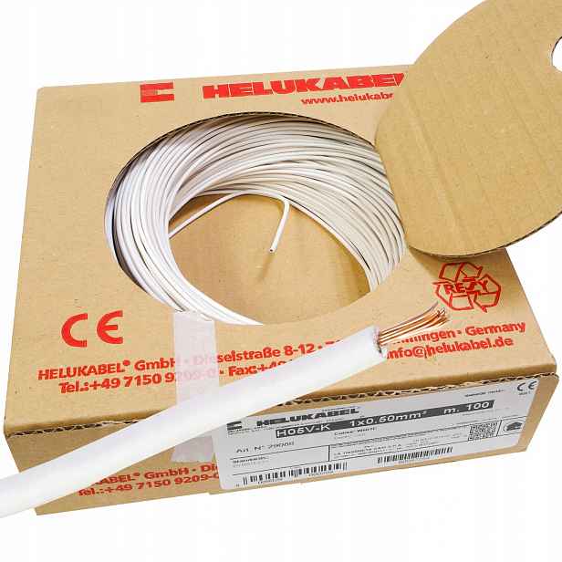 Kabel Lgy 0,5 mm bílý 500 V Helukabel 100 m