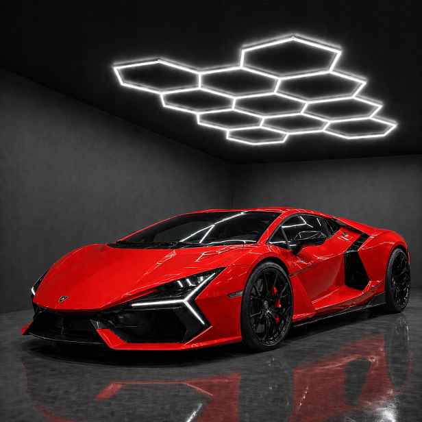 Led lampa Hexagon 11HEX 6500K barber studio design premium silné stropní svítidlo