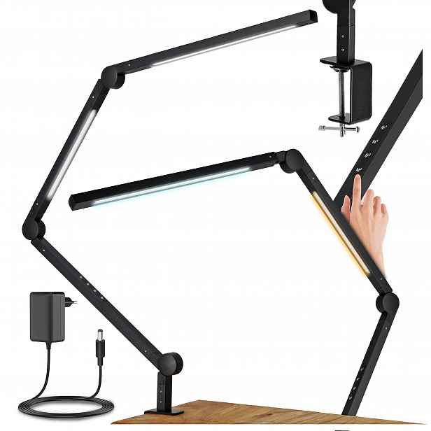 Stolní Led lampička na psací stůl, dotyková, rýsovací, nastavitelná, dvojitá