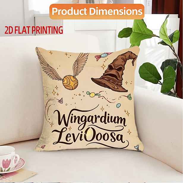 TEMU WB H-Harry P-Potter 1ks 2D tištěný povlak na polštář, oboustranný tisk, zapínání na zip, polyester, pratelný v pračce, ideální pro dekoraci