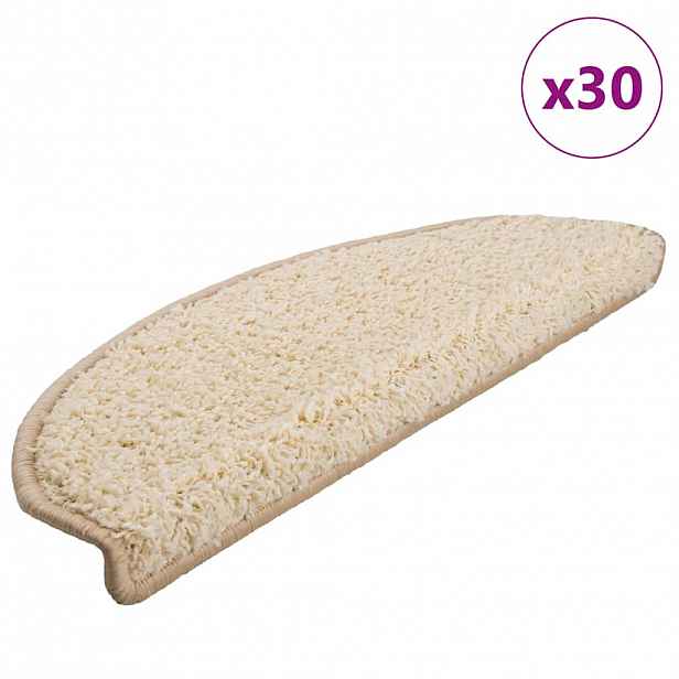 vidaXL Schodové rohože 30 ks 65 x 21 x 4 cm krémové, půlkulaté, velké