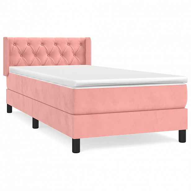 vidaXL Box spring postel s matrací růžová 80 x 200 cm samet