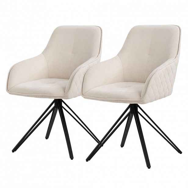 ML-DESIGN JÍDELNÍ ŽIDLE, sada 2 ks, otočná, krémová tkanina