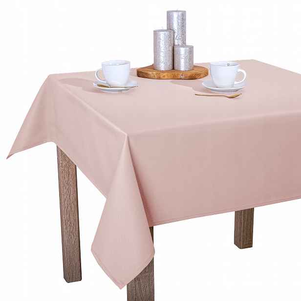 Ubrus hladký Pudrová Růžová, odolný vůči skvrnám, obšitý O1 Laura 120 x 430 cm