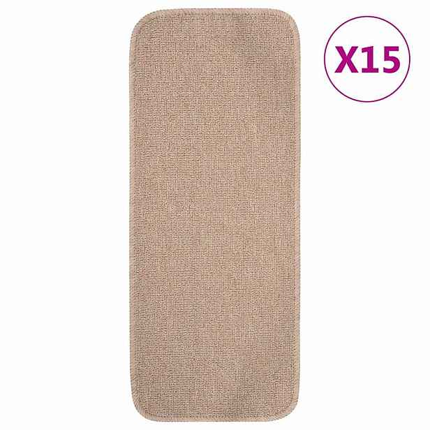 vidaXL Nášlapy na schody 15 ks 60 x 25 cm béžové protiskluzové