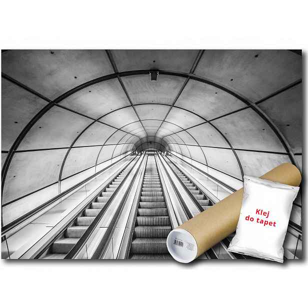 Vinylová Fototapeta Pohyblivé Schody Tunel Město Architektura 3D 312x219