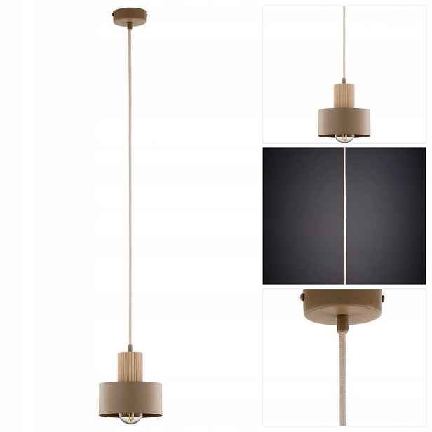 Závěsná lampa béžová Rif Wood moderní nad jídelní stůl Sigma Lighting