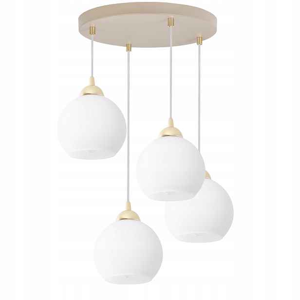 Závěsná Stropní Lampa Lustr Béžovo-zlatá, Bílé Koule Do Kuchyně Obývacího Pokoje