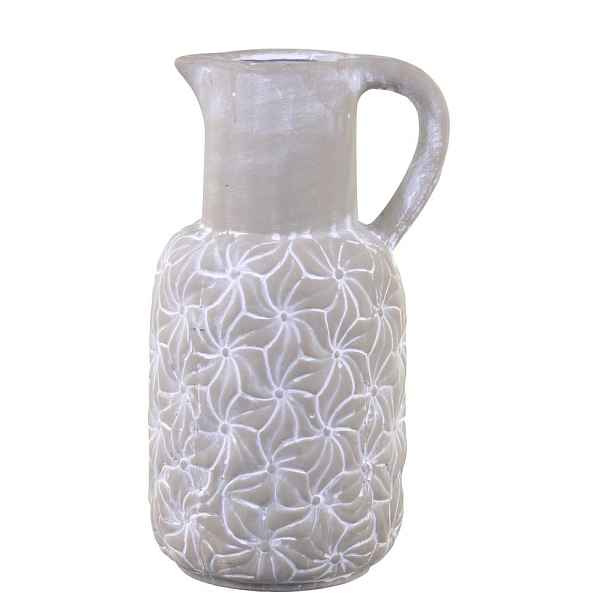 Cementový antik dekorační džbán s květy Colmar - 16*14*30cm Chic Antique
