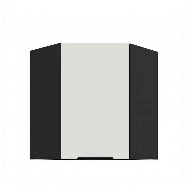 Horní rohová skříňka LUNARA 1 - 60x60 cm, bílá / černá