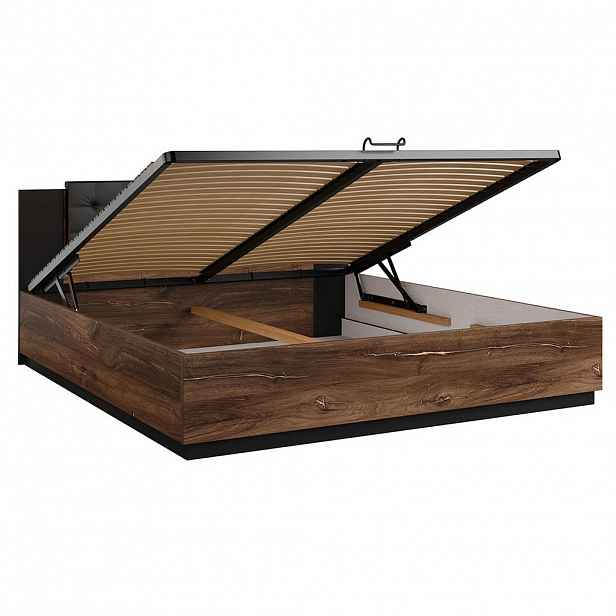 Petits-meubles BOXSPRING POSTEL 180/200 Alec Tmavé dřevo a černá