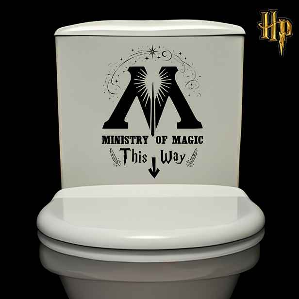 TEMU 1 ks WB Harry Potter Ministerstvo magie Samolepka na víko toalety, Vtipné odnímatelné vinylové samolepky na toaletu do koupelny a WC, Samolepicí