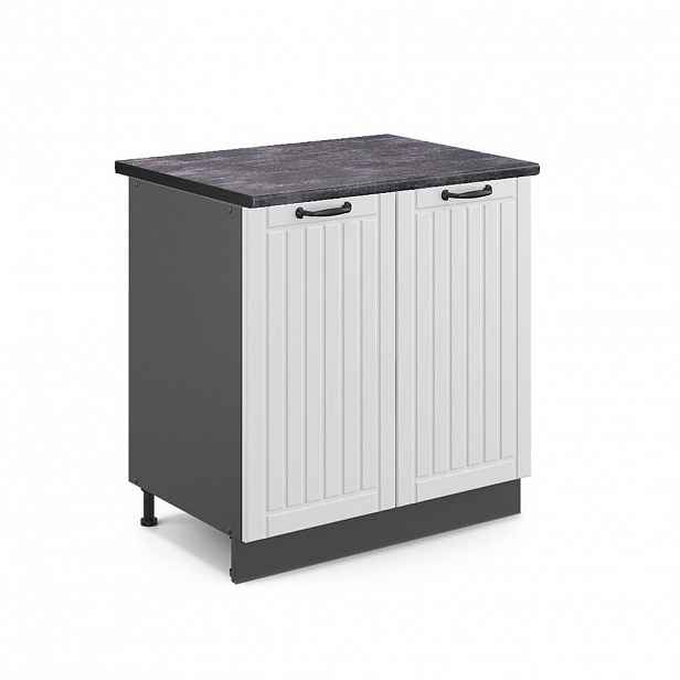 Vicco SPODNÍ SKŘÍŇKA KUCHYŇSKÉ LINKY Fame-Line, Bílý venkovský dům/Antracit, 80 cm pracovná doska antracitová