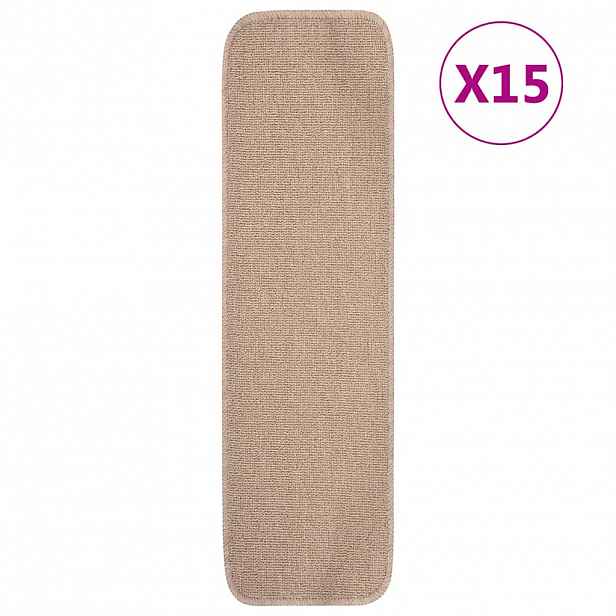 vidaXL Nášlapy na schody 15 ks 75 x 20 cm béžové protiskluzové