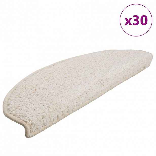 vidaXL Schodové rohože 30 ks 65 x 21 x 4 cm bílé, půlkulaté, velké