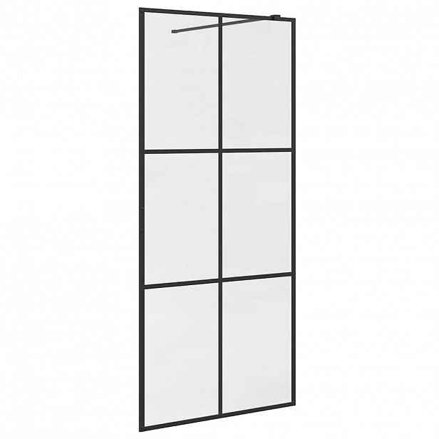 vidaXL Zástěna do průchozí sprchy čiré ESG sklo 90 x 195 cm černá