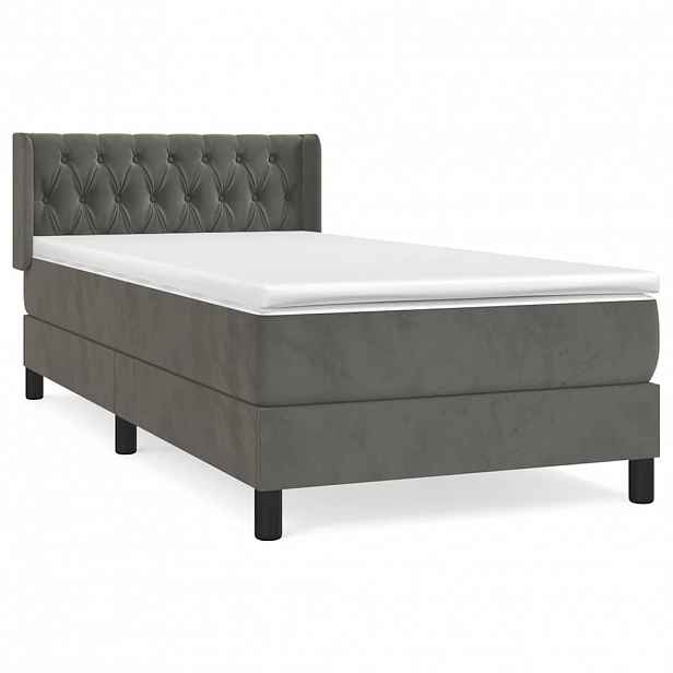vidaXL Box spring postel s matrací tmavě šedá 90x190 cm samet