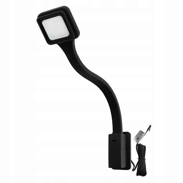 Noční lampa Led do postele černá ohebná, šroubovací Usb C Flexi 2Q s Usb