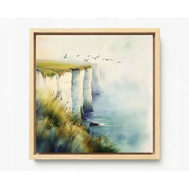 Obraz Rám Americký Box Krajina Moře Bílé Útesy Dover Mlha Ptáci 60x60