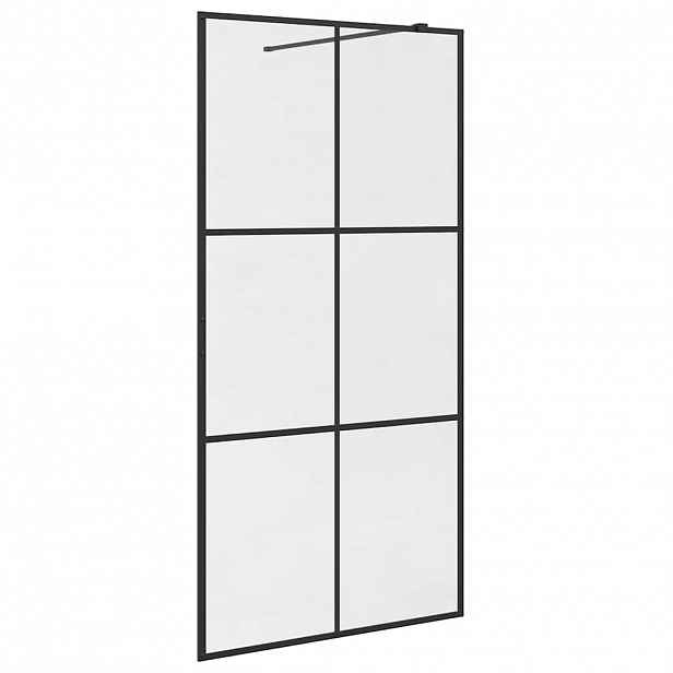 vidaXL Zástěna do průchozí sprchy čiré ESG sklo 100 x 195 cm černá