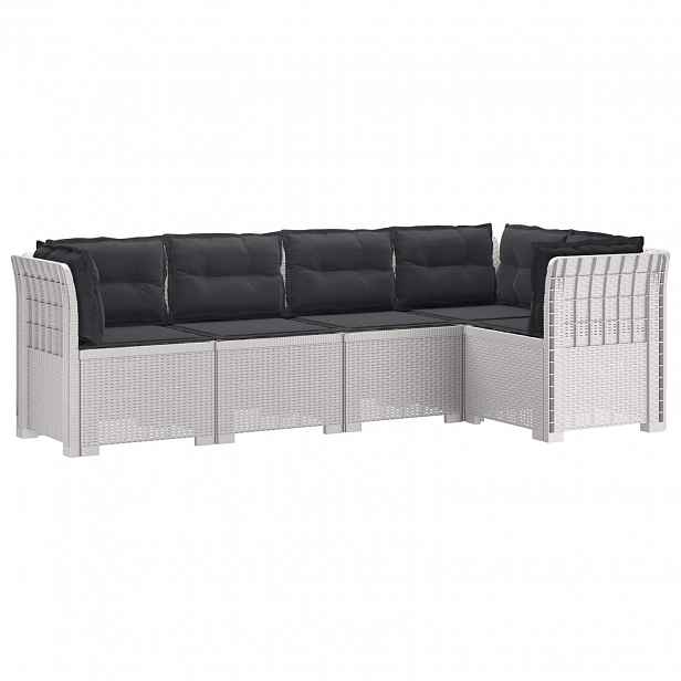 vidaXL 5-místné Zahradní Sofa s Polštáři ve Vzhledu Ratan PP Bílá