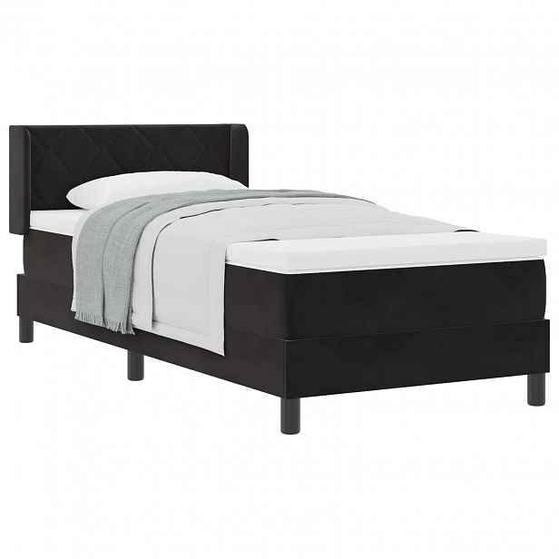 vidaXL Postel s boxspringem s čelo Černý 200 x 100 cm samet