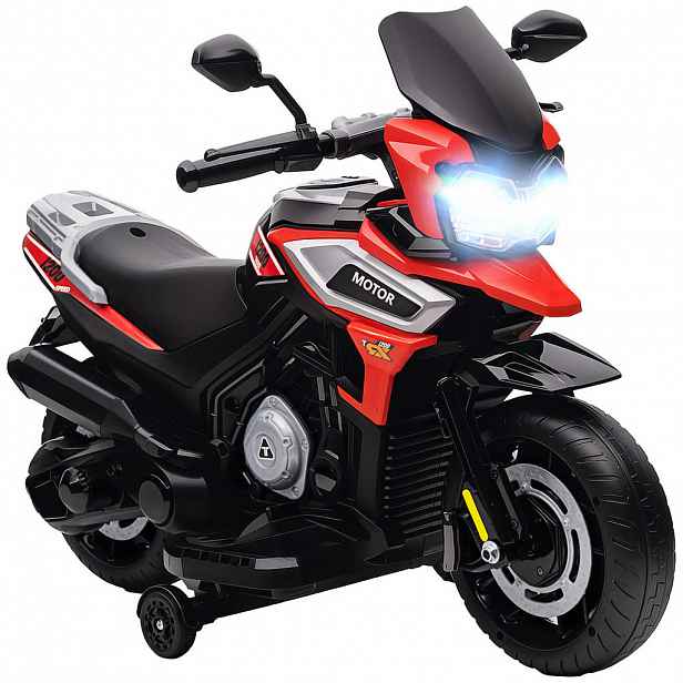 AIYAPLAY ELEKTRICKÝ MOTOCYKL s 2 pomocnými kolečky 6 V, červený