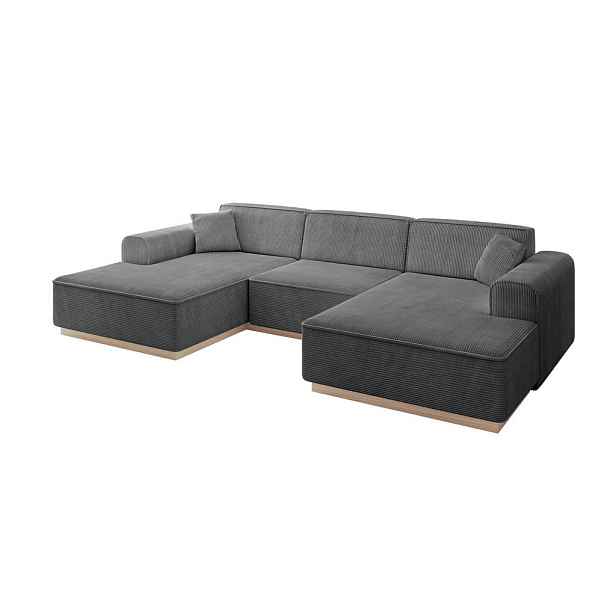 ALTDECOR SEDACÍ SOUPRAVA ve tvaru U IREA-U1 301x165x80 Tmavě šedá Manšestr