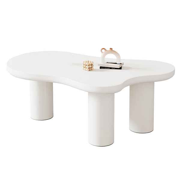 CHICFURN KONFERENČNÍ STOLEK 107 × 66 × 40,5 cm v bílé barvě, tvar oblaku, deska z MDF