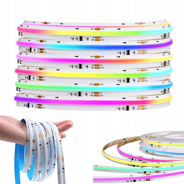 Led Páska 5M Cob Neon Rgbic 576/m WS2811 Duhový Efekt Nepřetržitá 24V Linka