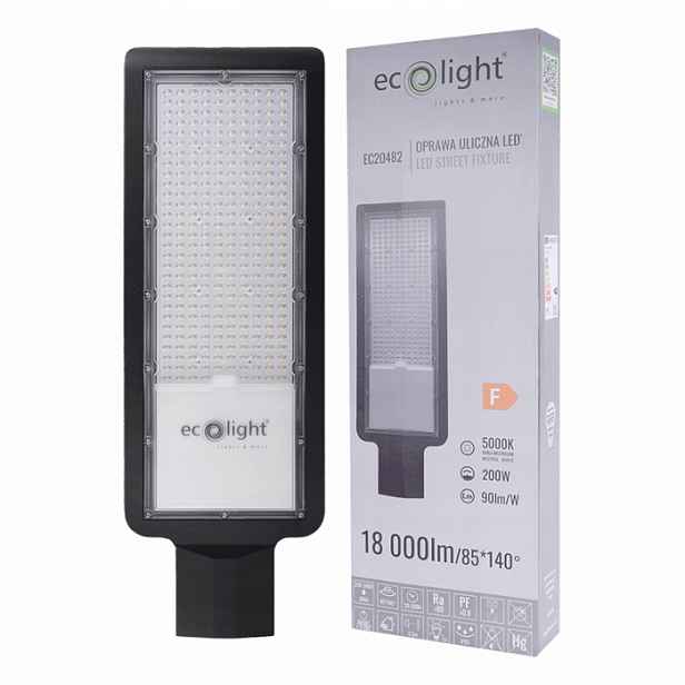 Led silniční pouliční lampa 200W 18000lm 5000K Studená IP65 Economy Ecolight