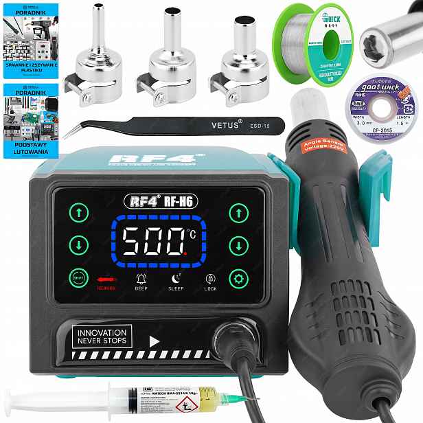 Pájecí Stanice Horký Vzduch Pro Svařování Plastů RF4 RF-H6 600W 500°C XLv2
