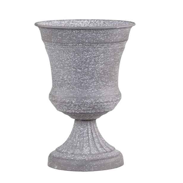Zinková antik plechová váza na noze Wallier - Ø 14*20 cm Chic Antique