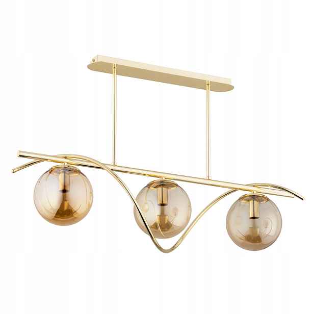 Alfa Závěsná lampa zlatá Varna 3xE14 10W sklo jantarová