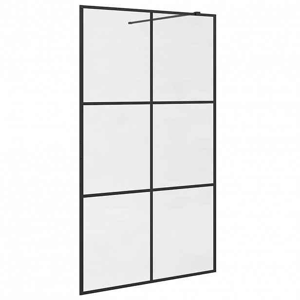 vidaXL Zástěna do průchozí sprchy čiré ESG sklo 115 x 195 cm černá