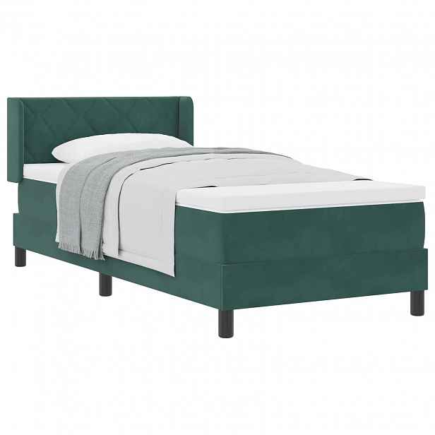 vidaXL Postel s boxspringem s čelo Tmavě zelená 200 x 100 cm samet