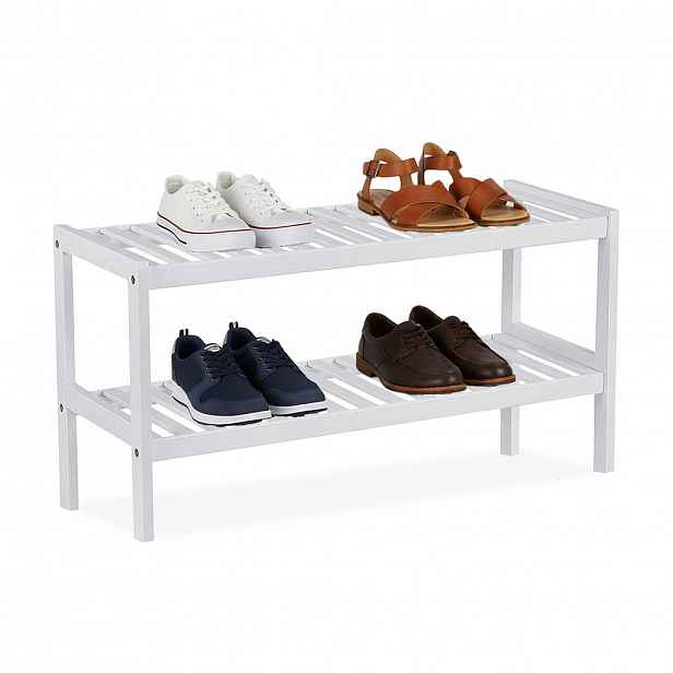 Relaxdays BOTNÍK Bílá bambus 2-patra 33x70x26 cm