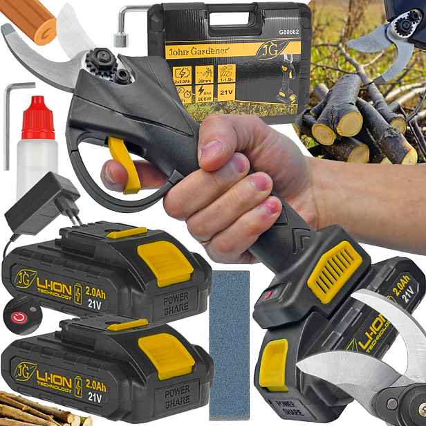 Zahradní nůžky 2x Aku Kufr 30MM Silný