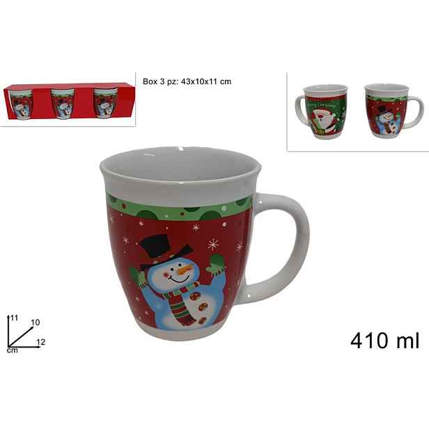 PROHOME - Hrnek vánoční 410ml, sada 3ks různé motivy
