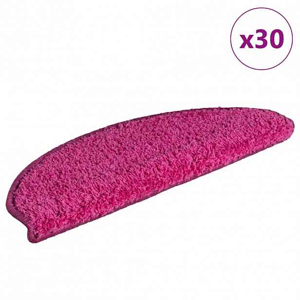 vidaXL Schodové rohože 30 ks 65 x 21 x 4 cm růžové, půlkulaté, velké