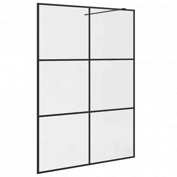 vidaXL Zástěna do průchozí sprchy čiré ESG sklo 140 x 195 cm černá
