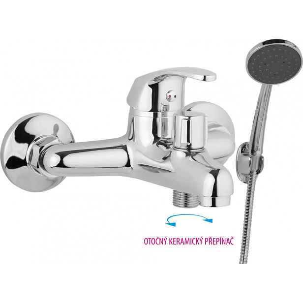 JB Sanitary Vanová nástěnná baterie SLIM 150 mm, s otočným přepínačem s příslušenstvím A10 51 01