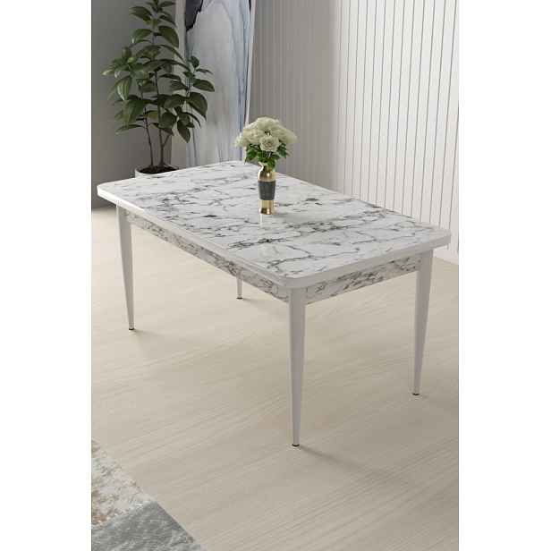 Jídelní stůl Nil - White Marble, White