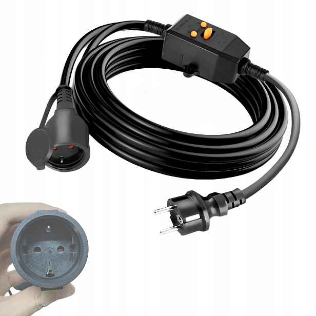 Kabel Ochranná Zástrčka Diferenciál S Vypínačem IP44 16A Nový