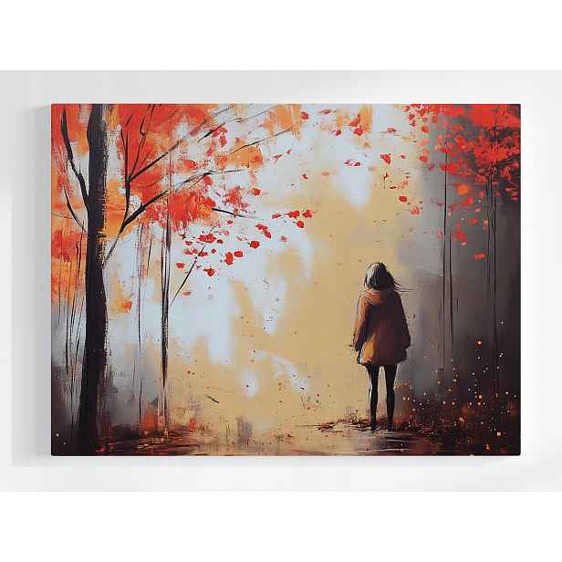 Plakát Žena Dívka Podzim Vítr Melancholie 100x75