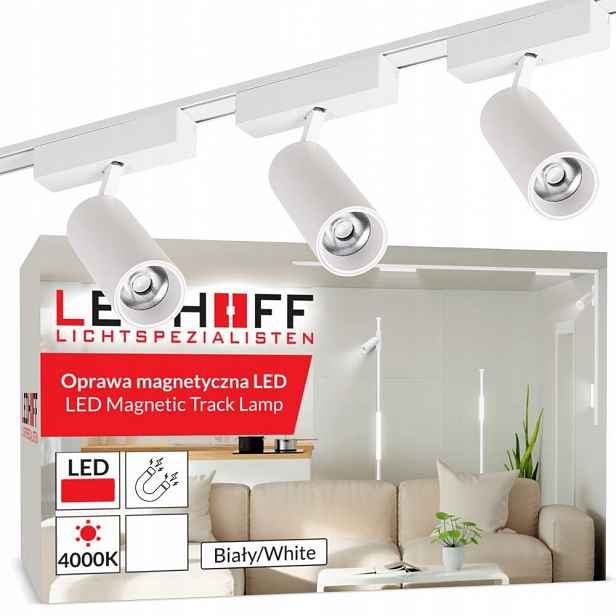 Magnetické kolejnicové osvětlení Kolejnice 1 m 3x reflektorová lampa Bílá