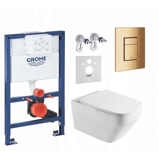 7v1 Sada Wc Stelaz Grohe 820 mm, Wc Mísa Tornado Imprese, Tlačítko Fresh