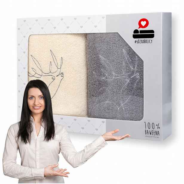 Komplet Ručníků sada na Dárek v krabičce 70x140 koupelových boxů, 2 ks Luba